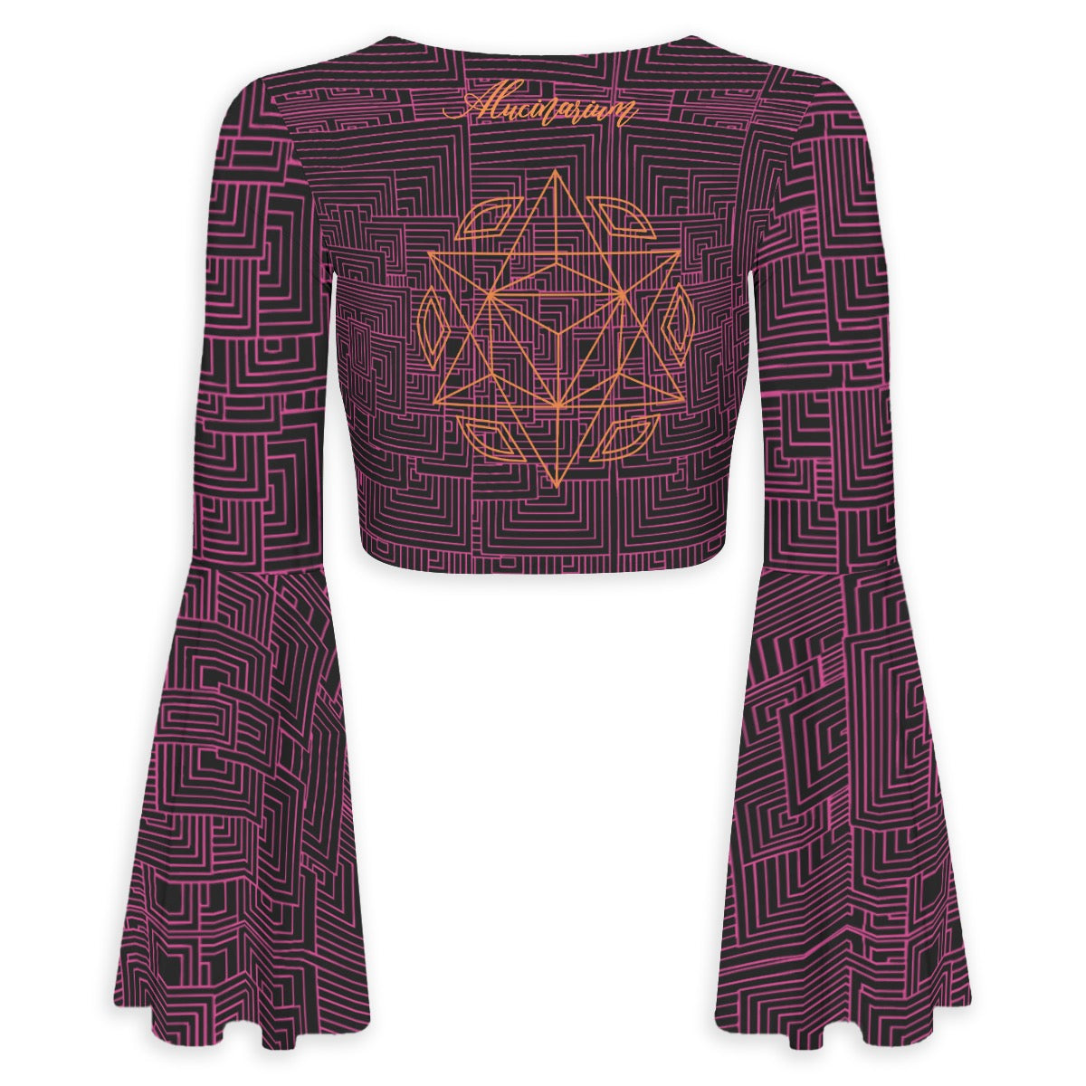 Flared Sleeve Tie-Front Crop Top Sunshine Pink